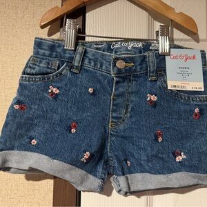 Cat & Jack Floral Embroidered Jean Shorts